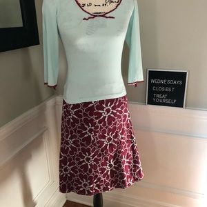 Southmoon Under Ruth XS Aqua Shirt Flowered Skirt